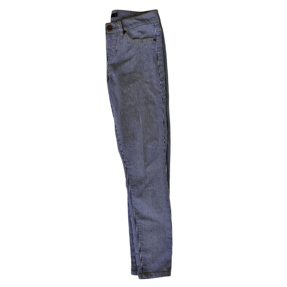 Harper Jeans Size 26 Pin Striped Navy White Skinny Straight Leg Mid Rise Cotton - Picture 9 of 12